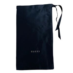 Gucci Black Silky Jewelry Travel Dust Bag Pouch Gold Letters 9" X 5"
